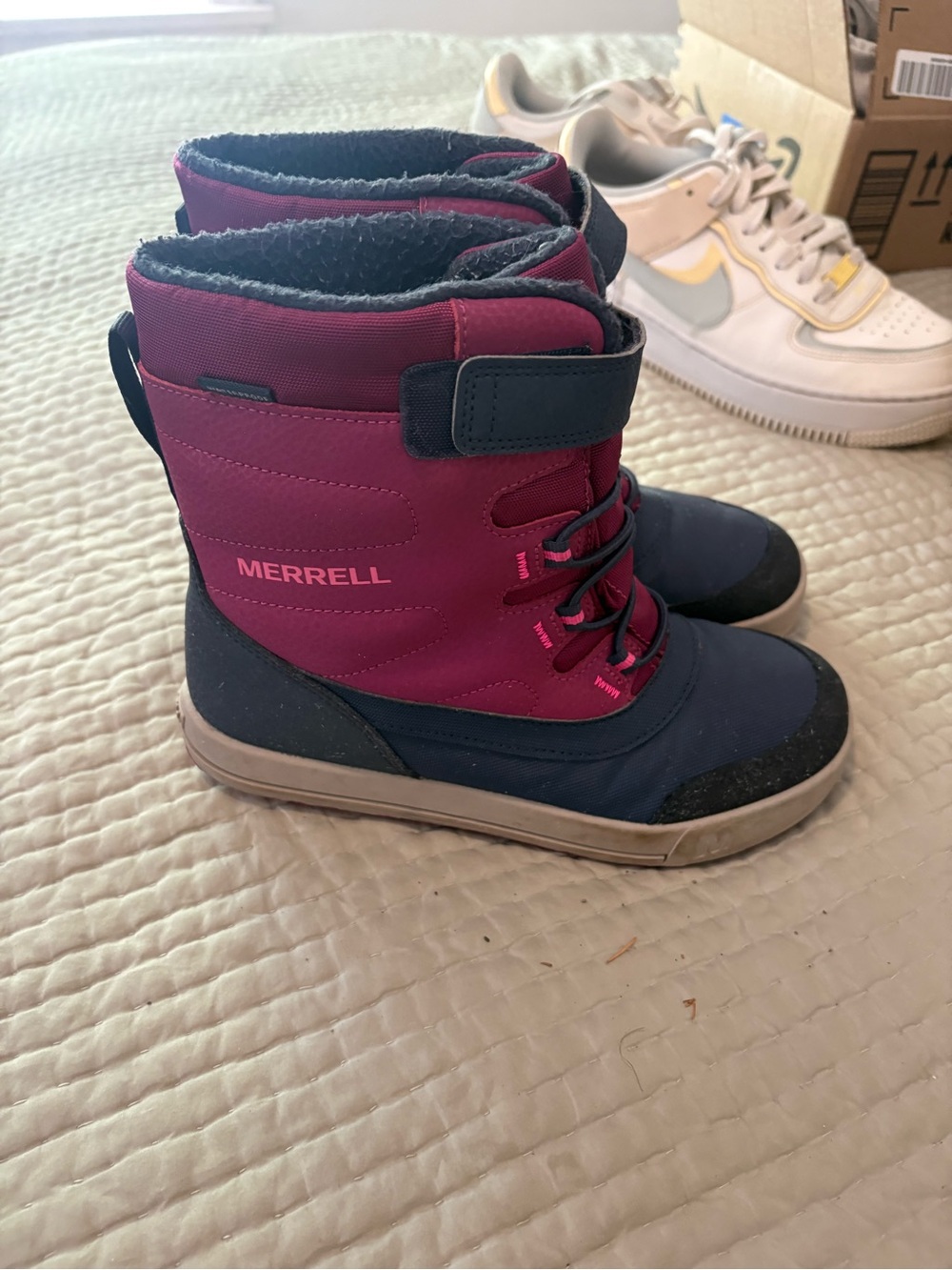 Merrell Kids Waterproof Winter Boots - Pink and Navy Kids Size 4
